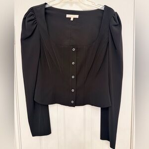 WAYF Black Square Neck Cropped Blouse. Size M